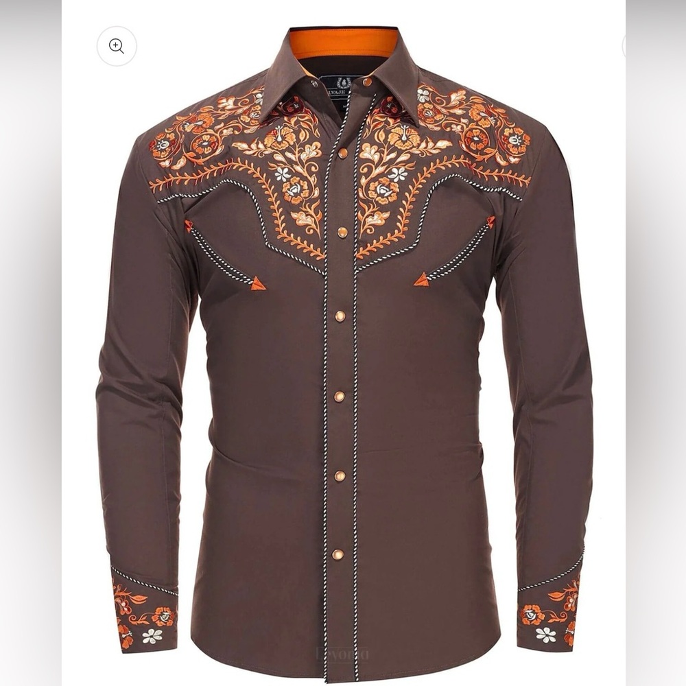 Salvaje Oeste Men's Size Small Embroidered Western Pearl Snap Shirt